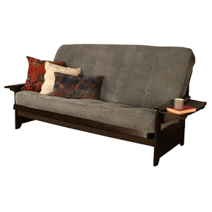 kodiak furniture phoenix queen-size espresso wood futon-thunder gray mattress