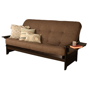 kodiak furniture phoenix queen-size espresso wood futon-linen cocoa mattress
