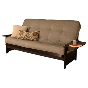 kodiak furniture phoenix queen-size espresso wood futon-linen stone mattress