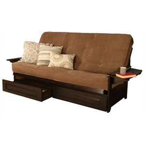 kodiak furniture phoenix queen espresso wood storage futon-mocha brown mattress