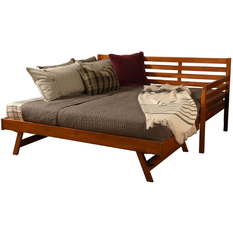 Kodiak Furniture Boho Wood Daybed with Pop Up Bed in Barbados Brown Finish