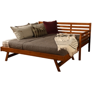 kodiak furniture boho wood daybed with pop up bed in barbados brown finish