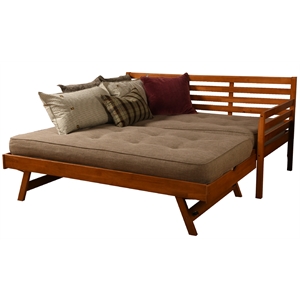 kodiak furniture boho wood daybed/pop up bed in barbados brown with mattress