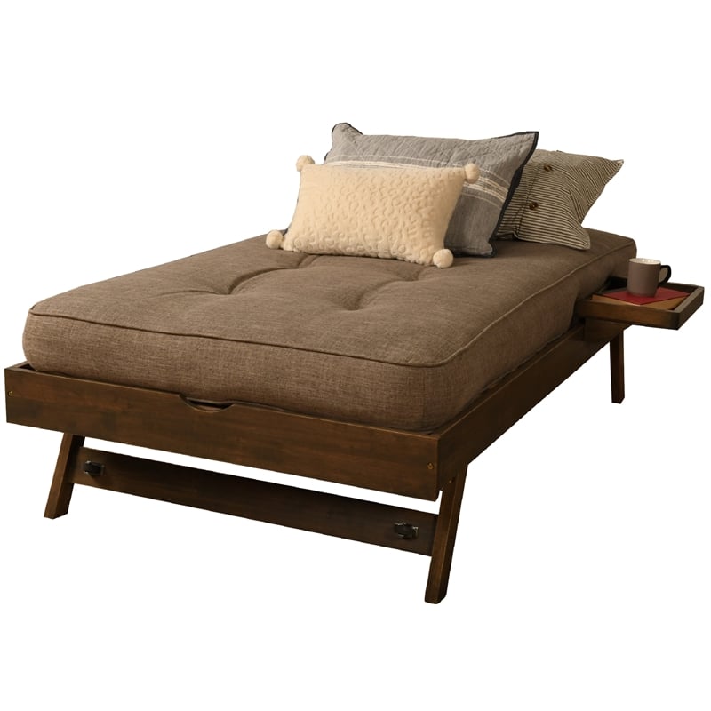 Kodiak Furniture Boho Wood Pop Up Bed in Walnut Brown with Mattress and ...