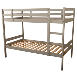 kodiak furniture sydney twin-size wood bunk bed in light gray