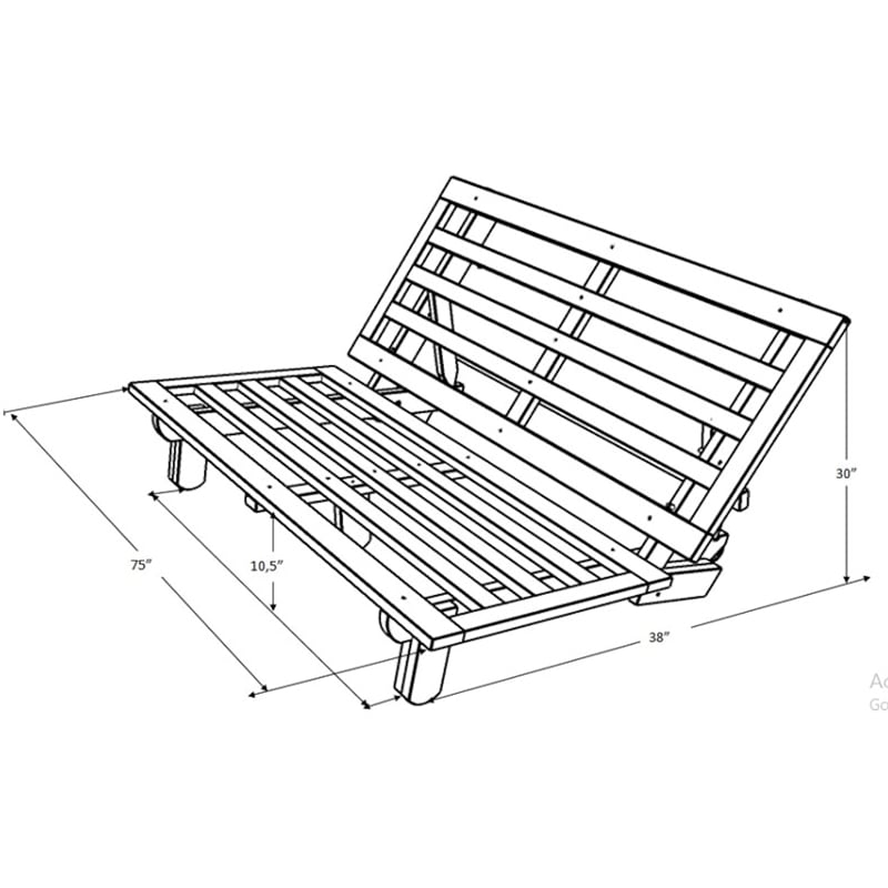 Carson Wood Futon Frame in Java Brown Finish-Mattress Not Included