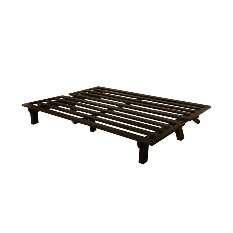 Kodiak Furniture Carson Wood Futon in Java Brown Finish with Suede Blue Mattress