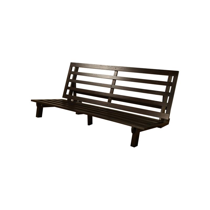 Kodiak Furniture Carson Wood Futon in Java Brown Finish w/Charcoal Gray Mattress