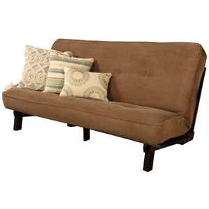 kodiak furniture carson wood futon in java finish w/mocha brown mattress