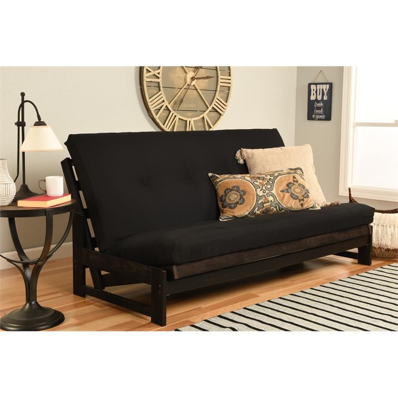High-density Foam Full-size Black Twill Futon Mattress-Frame Not Included