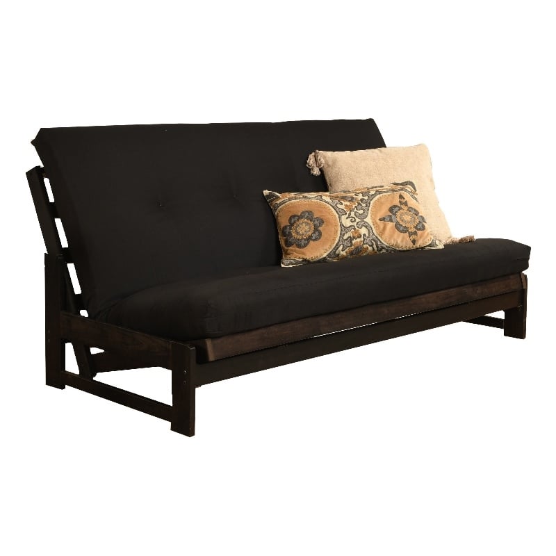 High-density Foam Full-size Black Twill Futon Mattress-Frame Not Included