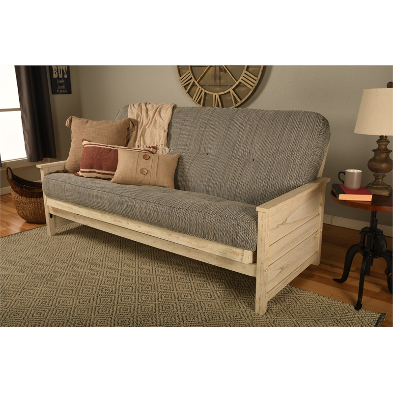 Coil Hinged Full-size Futon Mattress in Seaport Blue-Frame Not Included