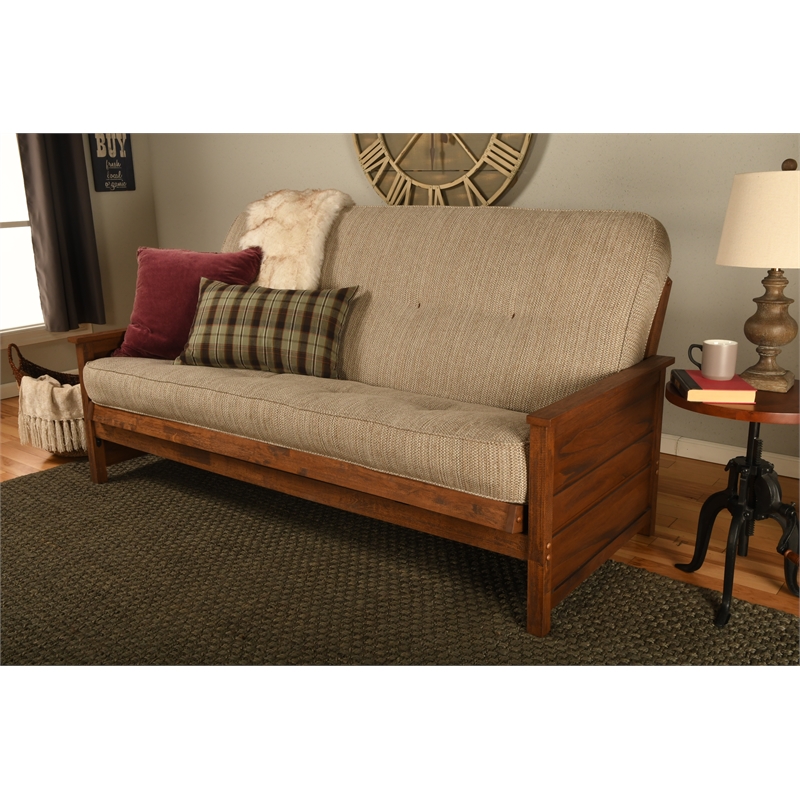 Coil Hinged Full-size Futon Mattress in Woodsmoke Brown-Frame Not Included