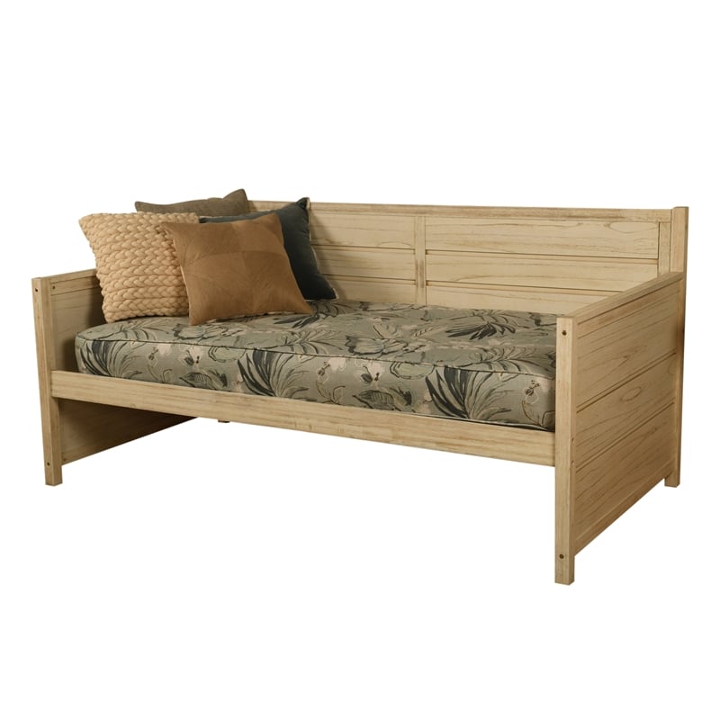 Kodiak Furniture Marisa Wood Daybed in Weathered White with Mattress
