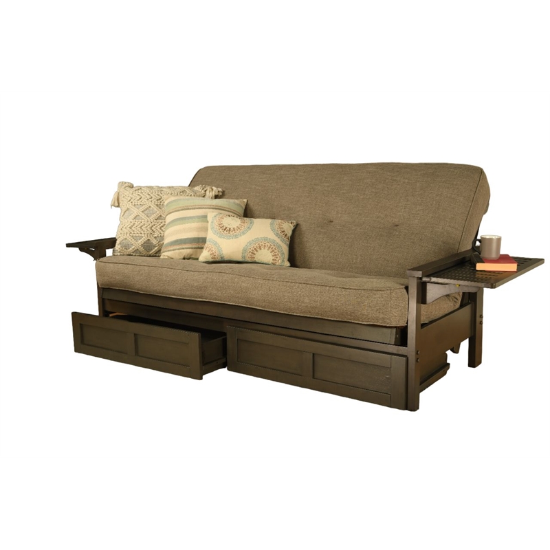 Kodiak Furniture Alamosa Sofa Sleeper with Storage and Linen Stone Gray Mattress
