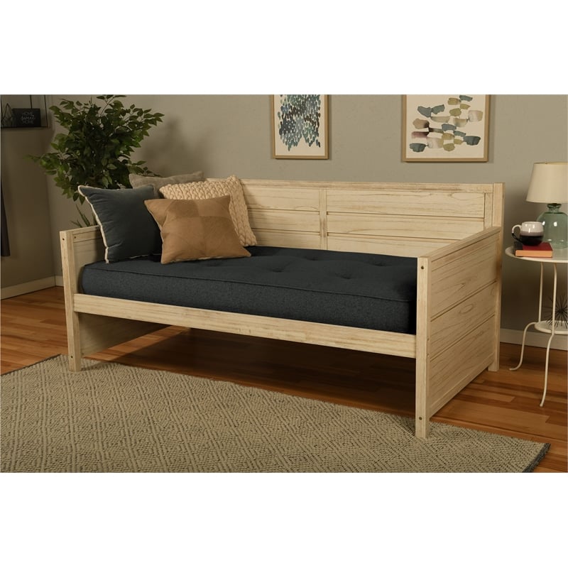 Twin-size Tufted Fabric Daybed Mattress in Canton Black-Frame Not Included