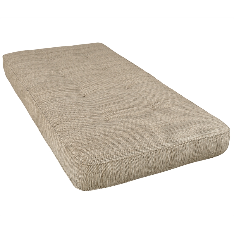 Twin-size Tufted Fabric Daybed Mattress in Woodsmoke Brown-Frame Not Included