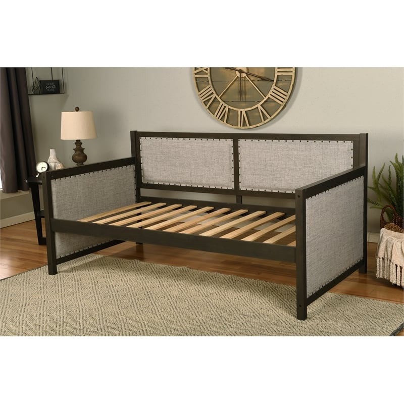 Kodiak Furniture Sloane Wood Daybed in Graystone Finish includes Black Mattress