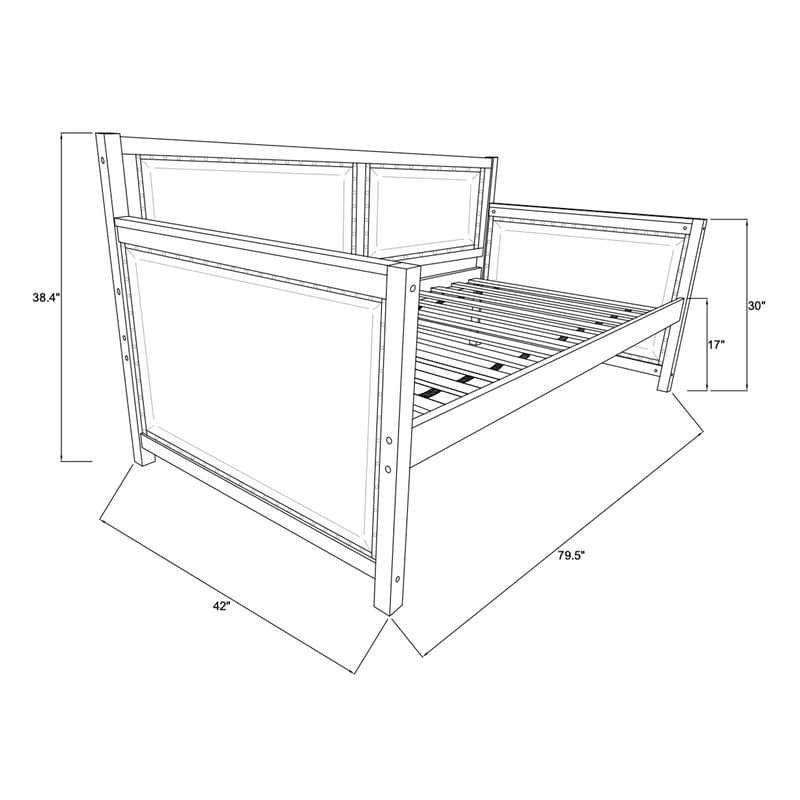 Kodiak Furniture Sloane Wood Daybed in Graystone Finish includes Black Mattress