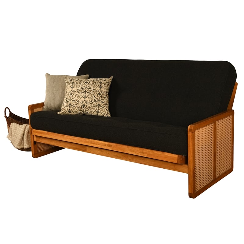 Kodiak Furniture Westport Full-size Wood Futon Set in Honey w/ Black Mattress