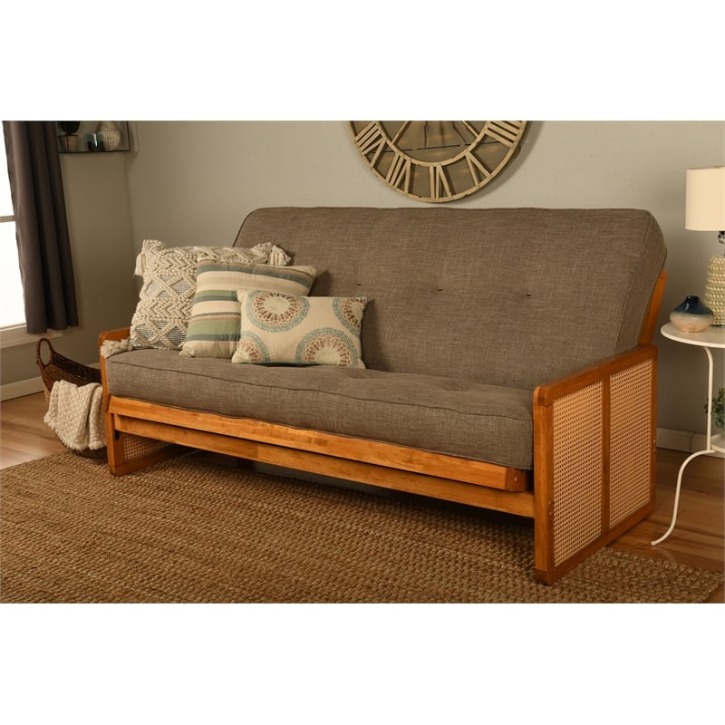 Kodiak Furniture Westport Full-size Wood Futon Set in Honey with Stone Mattress