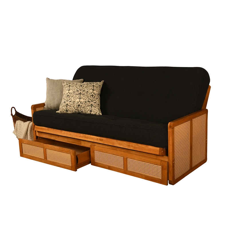 Kodiak Furniture Westport Full-size Wood Futon Set w/ Storage and Black Mattress