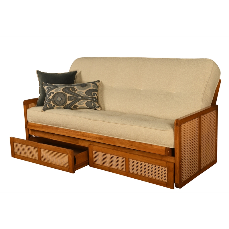 Kodiak Furniture Westport Full-size Wood Futon Set w/ Storage and Cream Mattress