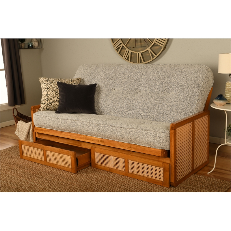 Kodiak Furniture Westport Full-size Wood Futon Set w/ Storage and Gray Mattress