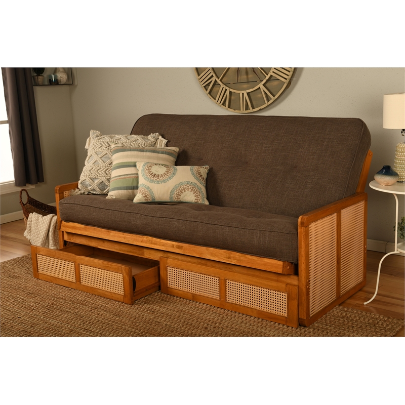 Kodiak Furniture Westport Full-size Wood Futon Set w/ Storage and Cocoa Mattress