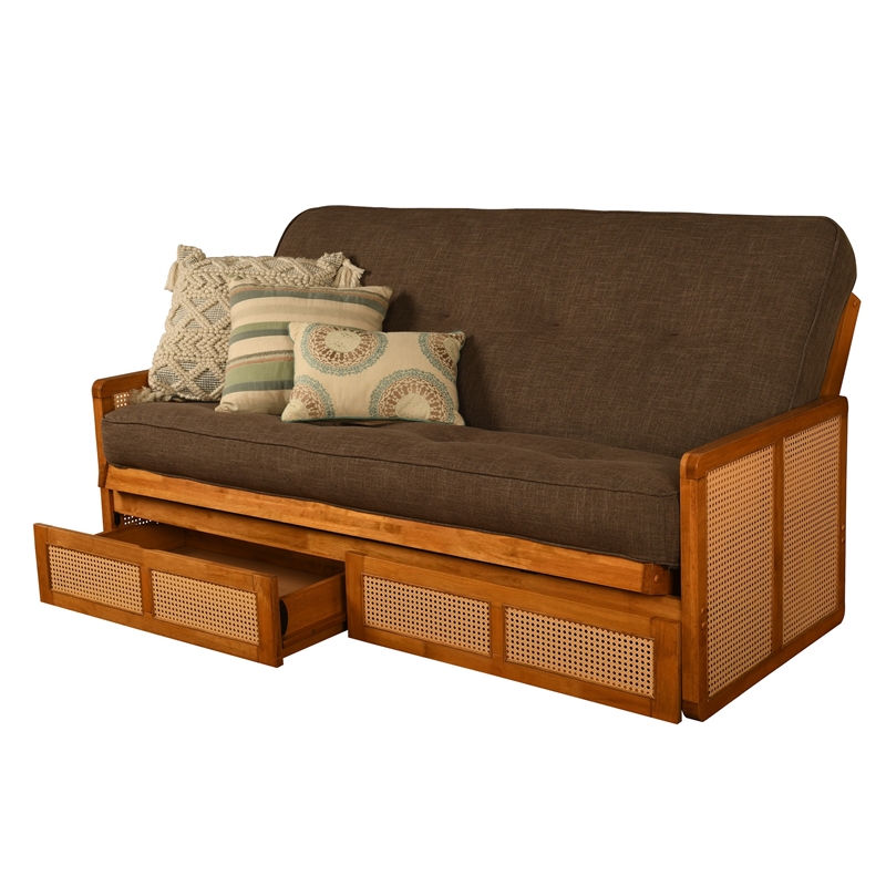 Kodiak Furniture Westport Full-size Wood Futon Set w/ Storage and Cocoa Mattress