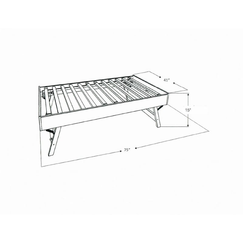 Kodiak Furniture Boho Wood Daybed/Pop Up Bed in Walnut Brown w/ Blue Mattresses