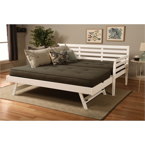 kodiak furniture boho wood daybed/pop up bed in white with linen mattresses