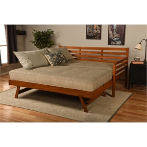 Kodiak Furniture Boho Wood Daybed/Pop Up in Barbados Brown w/ Brown Mattresses