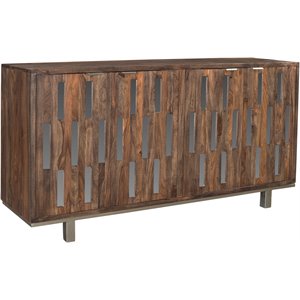 coast to coast imports brownstone solid wood nut brown four door credenza
