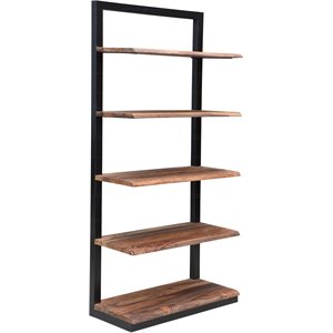 coast to coast imports brownstone ii wood and metal nut brown bookcase