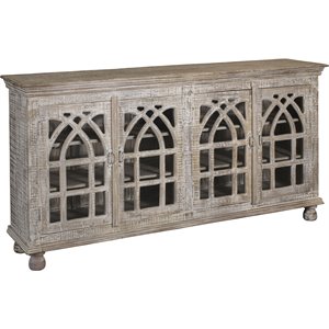 coast to coast imports cathedral white wash four door credenza