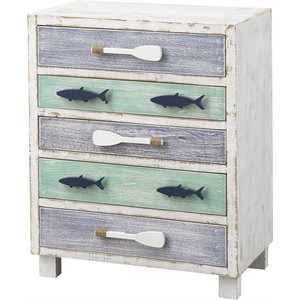 coast to coast imports something fishy - multi-color five drawer chest