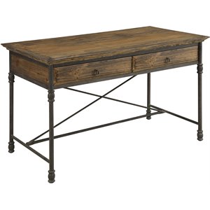 coast to coast imports corbin medium brown 2-drawer desk with crown molded top