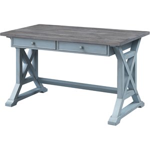 coast to coast imports bar harbor solid wood blue 2-drawer writing desk