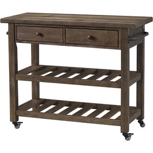 coast to coast imports orchard park brown two drawer kitchen cart