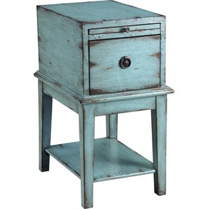 coast to coast imports bayberry blue rub-through one drawer chest