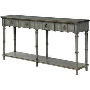 coast to coast imports mystique grey & aged copper four drawer console table