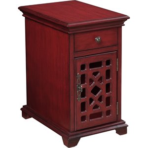 coast to coast imports esnon texture red one drawer one door chairside cabinet
