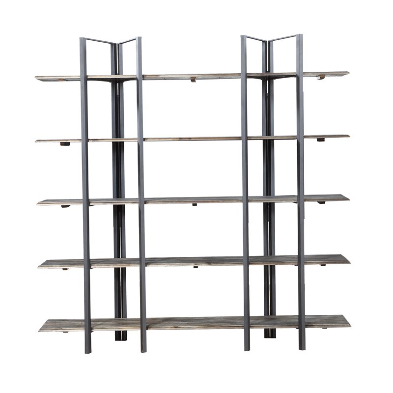 Coast To Coast Imports Aspen Court Solid Wood and Iron V-Shaped Etagere in Brown