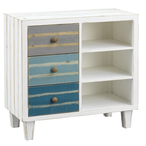 coast to coast imports three drawer cabinet in white washed