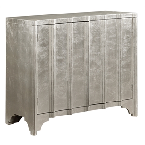 coast to coast imports two door cabinet in champagne silver leaf finish