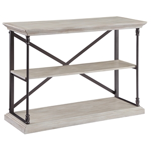 coast to coast imports console - sandy brown with pewter frame table