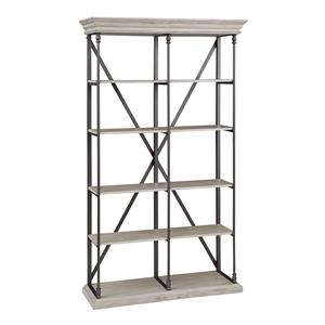 coast to coast imports double bookcase - sandy brown with pewter frame