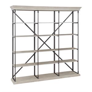 coast to coast imports large bookcase - sandy brown with pewter frame