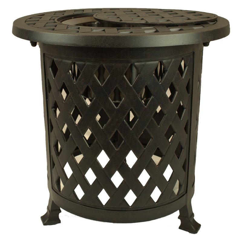 Shield Outdoor Comfort Care Weave Metal Patio Accent Table with Ice Bucket